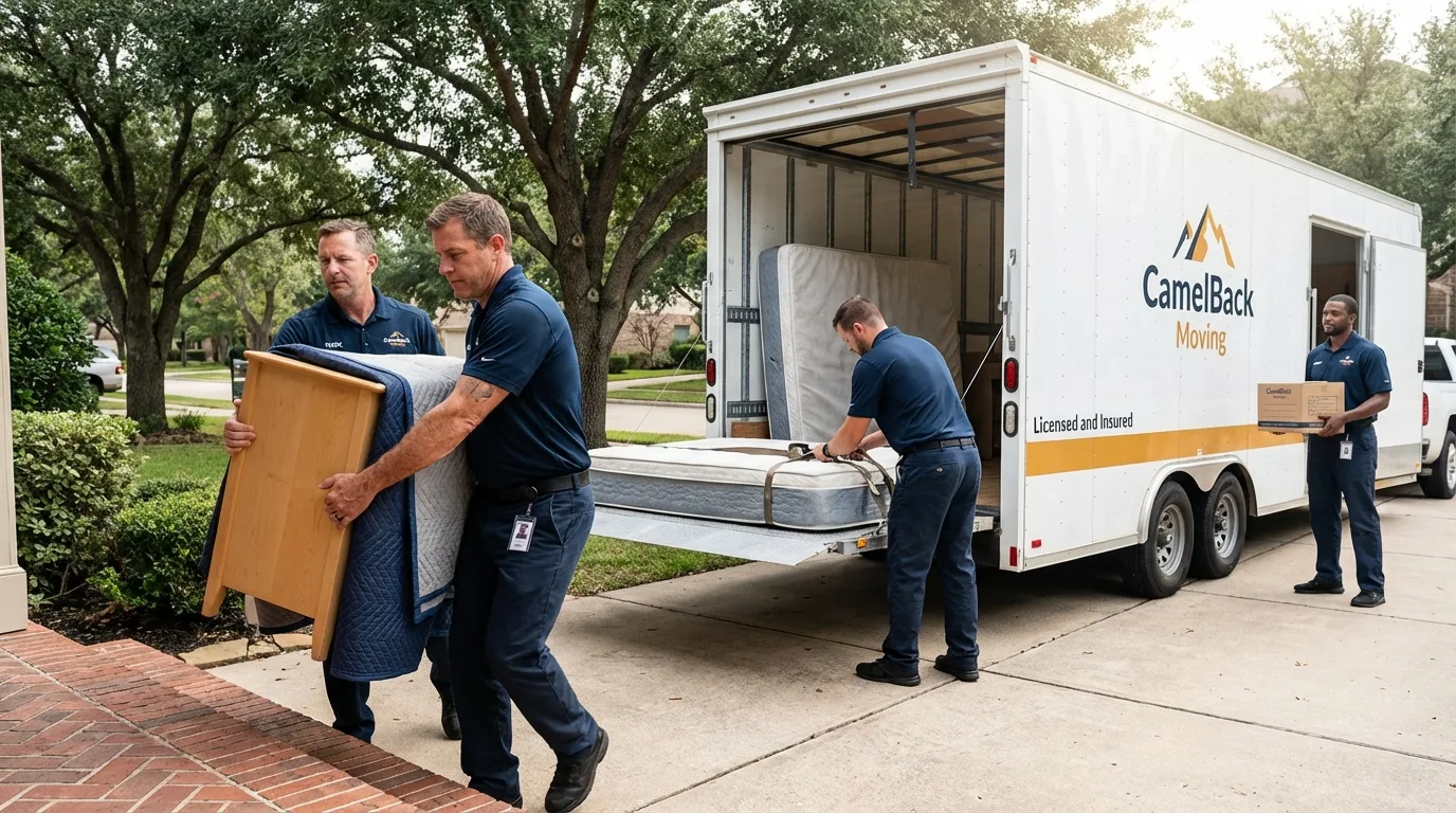 Crew loading residential truck for cross-state move from Hurlock, MD