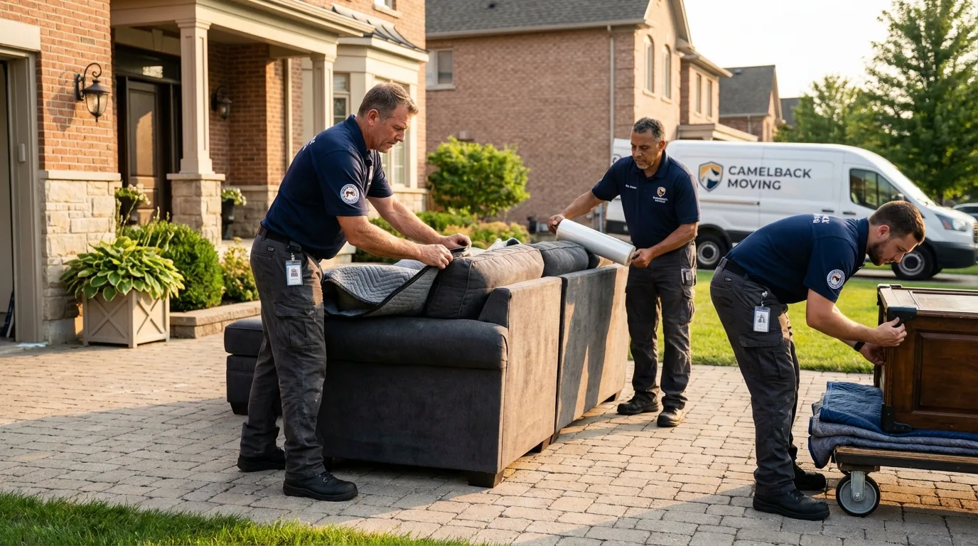 Large estate moving crew wrapping furniture in Hurlock, MD