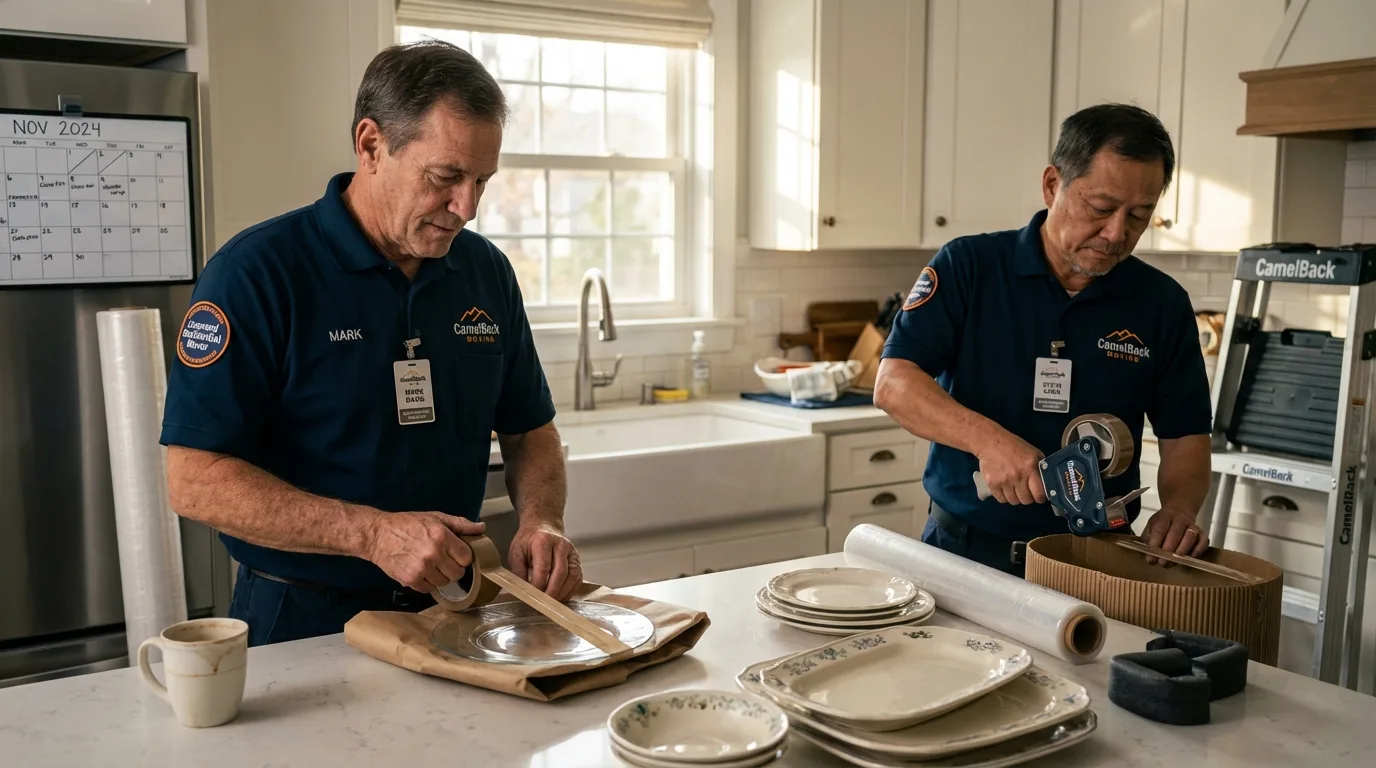 Professional crew packing kitchen dishware in Hurlock, MD